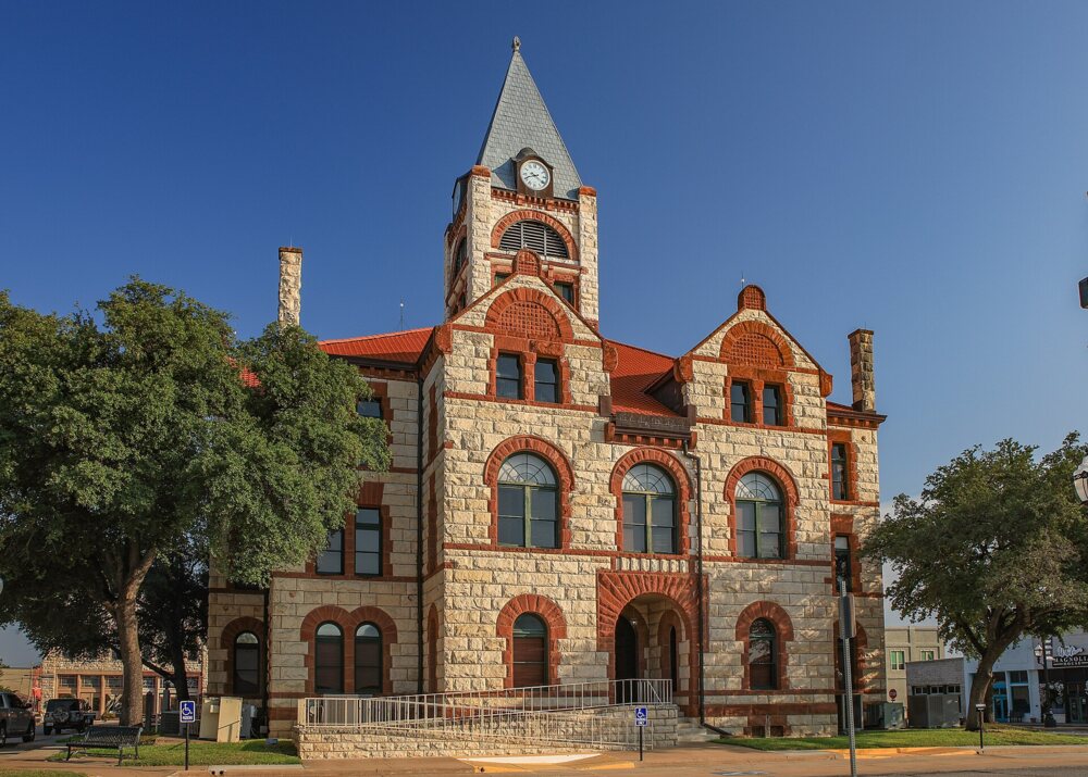 Historic stone building with a clock tower