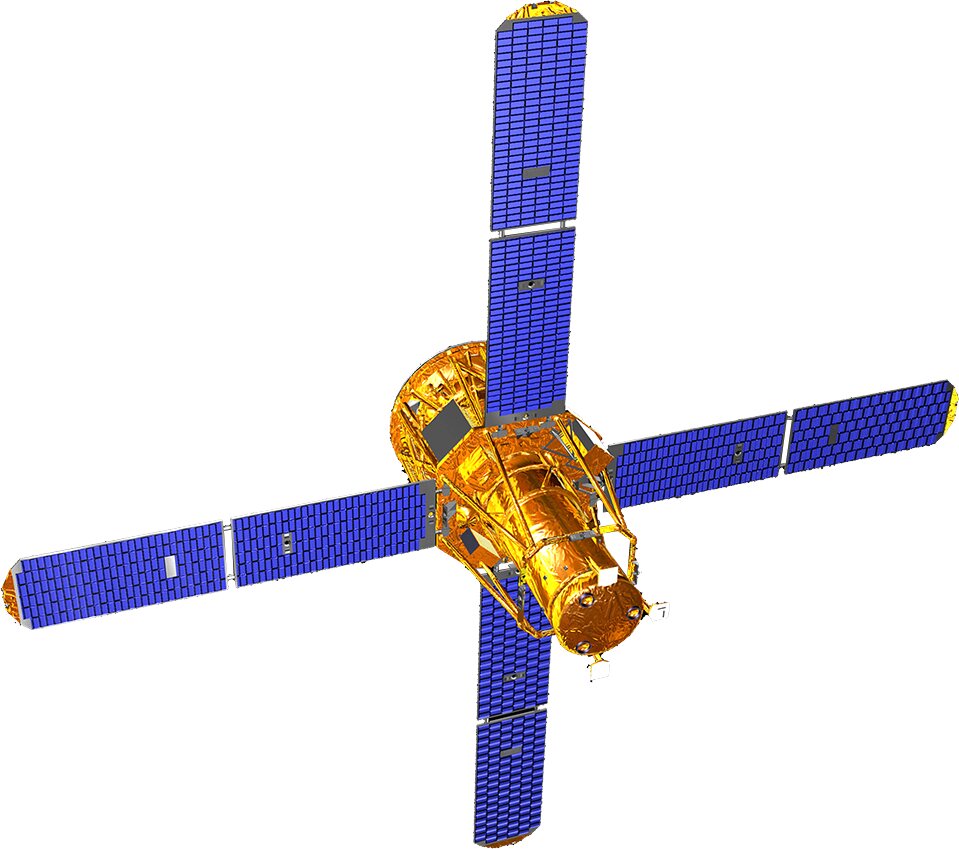 Illustration of a satellite with solar panels
